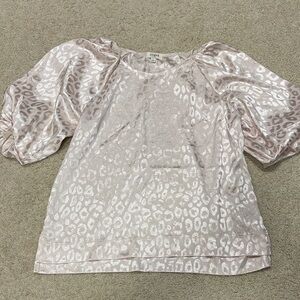 Umgee Shimmering Animal Print Top in Cream